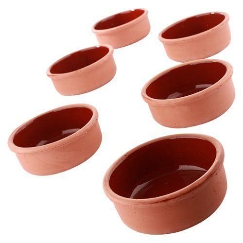 Tam Set içi Sırlı Toprak Güveç Kasesi 6 Adet Fırın Sütlaç Kasesi Dış Yüzeyi Naturel Porsiyonluk Kase