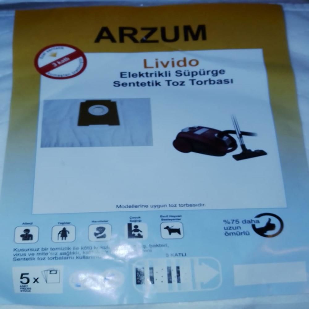 Abnturk  Özel Üretim 10 Adet ARZUM LİVİDO Süpürge Toz Torbası Sıfır Düzeyinde 3 Kat Elyaf