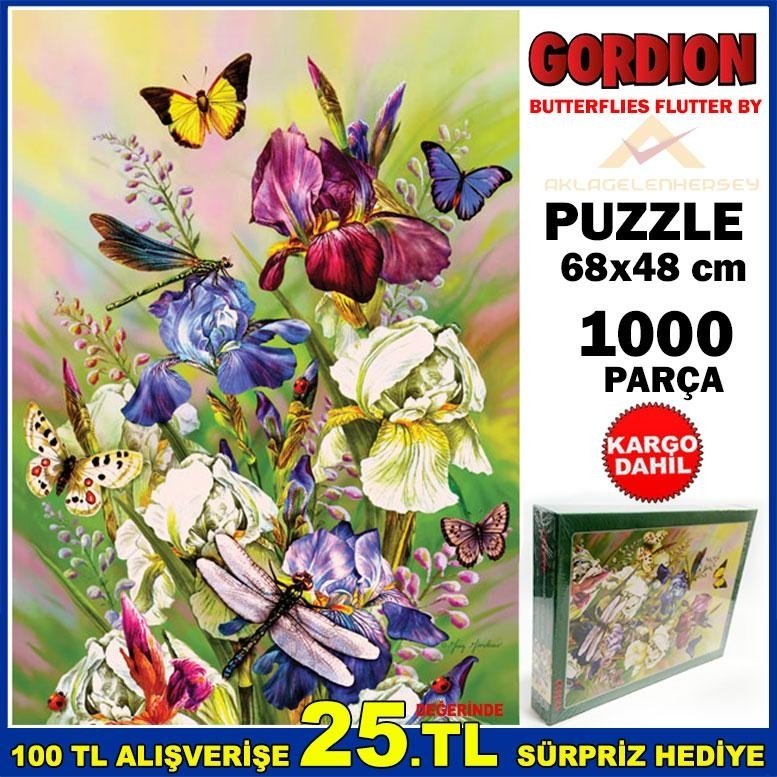 Ücretsiz Kargo GORDİON 1000 PARÇA BÜYÜK BOY PUZZLE BUTTERFLIES