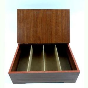 4 Bölmeli Ahşap Kutu Poşet Çay Ve Kahve Kutusu Büyük Boy