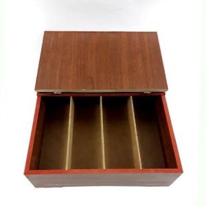 4 Bölmeli Ahşap Kutu Poşet Çay Ve Kahve Kutusu Büyük Boy