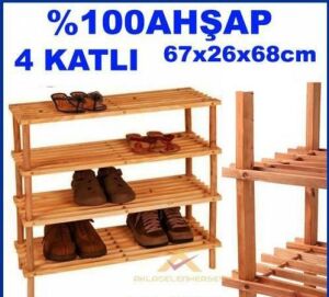 4 Kat Ahşap Ayakabı Rafı,4 Kat Demonte Ahşap Ayakkabılık,Ahşap Saksı Rafı,Ahşap Mutfak Rafı