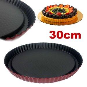 30cm Teflon Yanmaz Yapışmaz Tart Kalıbı Çizgili Tırtıklı Turta Kek Kalıbı Fırın Tepsisi