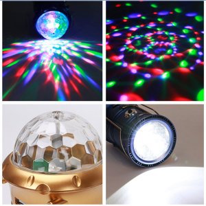 Şarjlı Çok Fonksiyonlu Disko Toplu Power Bank Özellikli Kamp Feneri - El Feneri Işıldak