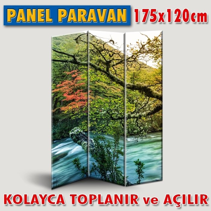 GÖRSELLİ KATLANIR PANEL BÖLME SİSTEMİ - MAVİ YEŞİL VE ARASINDA