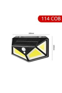114 Ledli Solar Güneş Enerjili Bahçe Aydınlatması Hareket Sensörlü Lamba 3 Modlu Cob Led