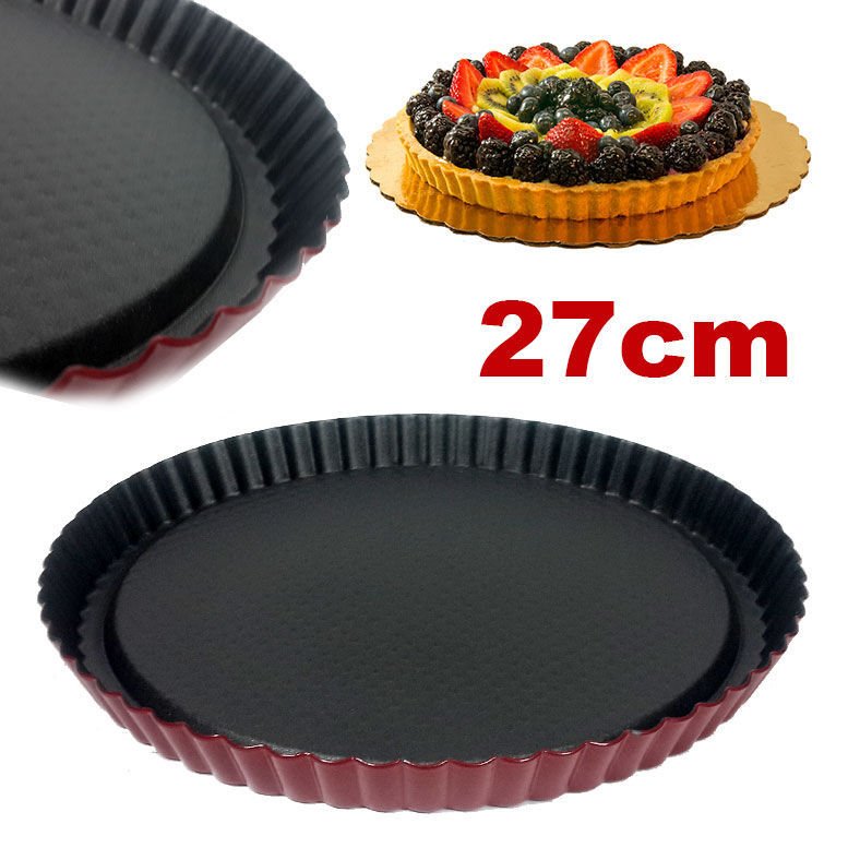27cm Teflon Yanmaz Yapışmaz Tart Kalıbı Çizgili Tırtıklı Turta Kek Kalıbı Fırın Tepsisi