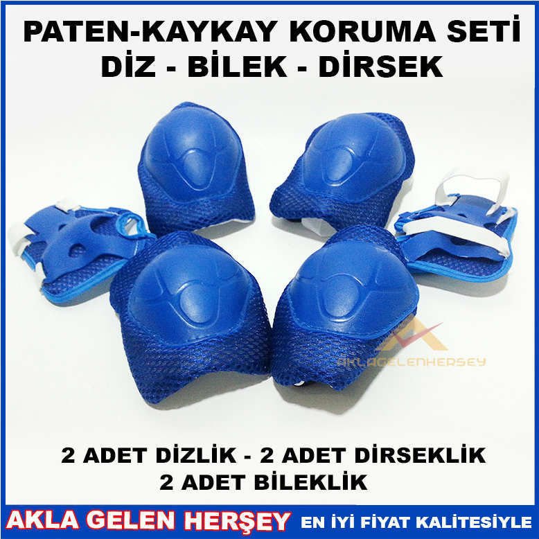 PATEN-KAYKAY DİZ BİLEK DİRSEK KORUMA SETİ MAVİ
