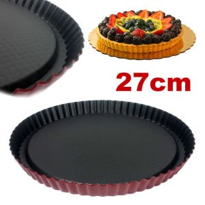 27cm Teflon Yanmaz Yapışmaz Tart Kalıbı Çizgili Tırtıklı Turta Kek Kalıbı Fırın Tepsisi
