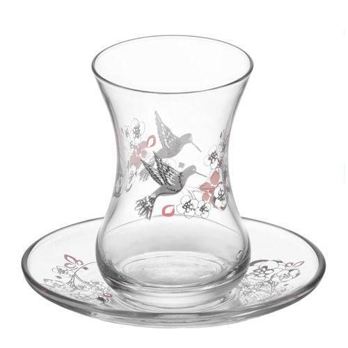 Lav Flowers Çay Takımı Kaliteli Cam Ürün Şık Tasarım Cam Sağlığı