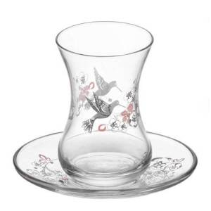 Lav Flowers Çay Takımı Kaliteli Cam Ürün Şık Tasarım Cam Sağlığı