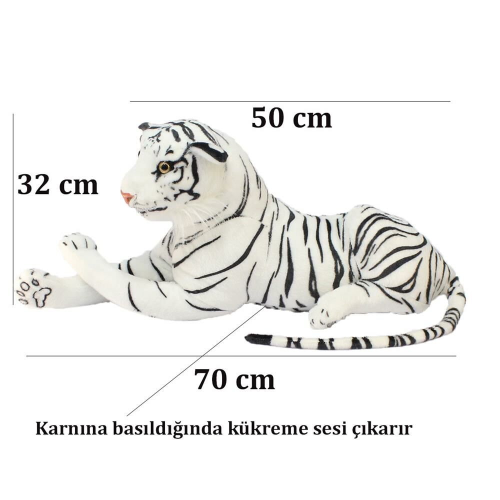 Sesli Beyaz Kaplan Peluş Oyuncak 70 cm