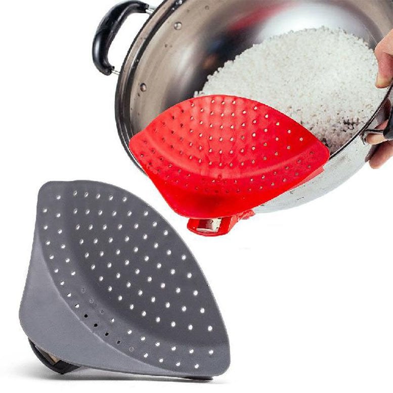 Kolayca Tencerelere Monte Edilen Pratik Mandallı Süzgeç Aparatı Klipsli Makarna Süzgeci
