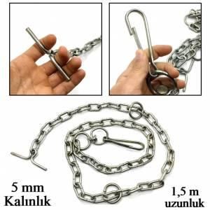5mm Kalınlıkta Kıskaçlı 1,5m Büyük Kangal Köpek Gezdirme Zinciri Büyük Baş Hayvan Dana Zinciri