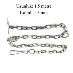 5mm Kalınlıkta Kıskaçlı 1,5m Büyük Kangal Köpek Gezdirme Zinciri Büyük Baş Hayvan Dana Zinciri