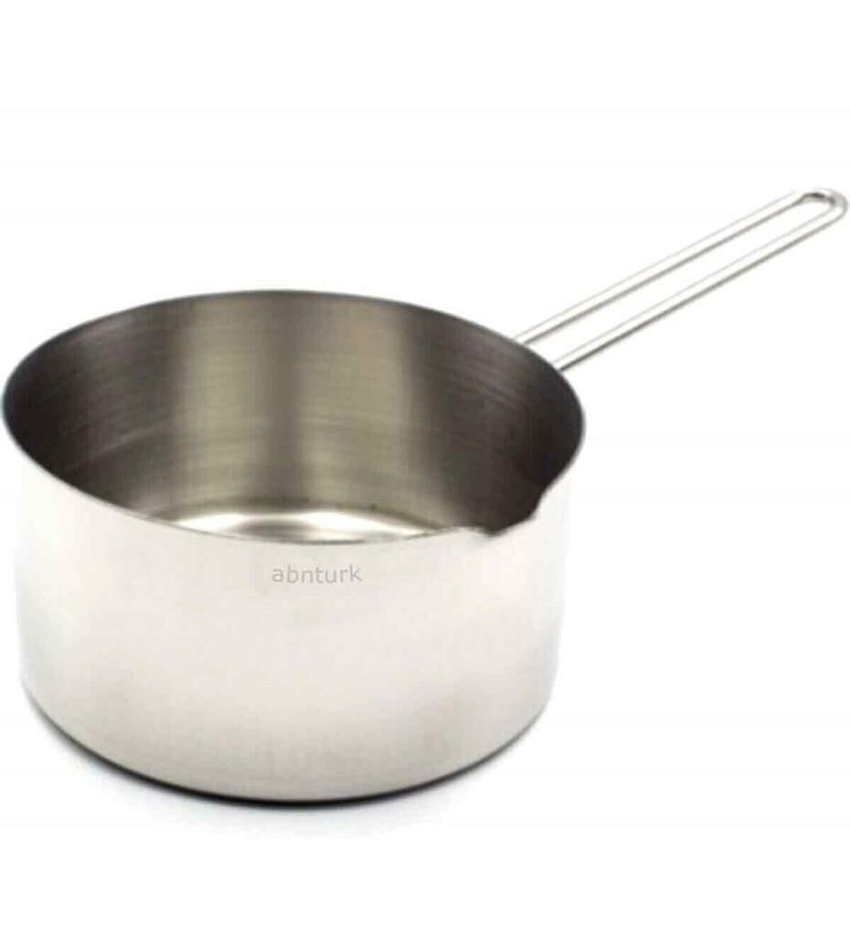 16 cm Paslanmaz Çelik Sütlük 18/10 Ultra Lüks İnox Derin Sos Tavası Metal Saplı Çok Amaçlı Kaçerola