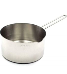 12 cm Paslanmaz Çelik Sütlük 18/10 Ultra Lüks İnox Derin Sos Tavası Metal Saplı Çok Amaçlı Kaçerola
