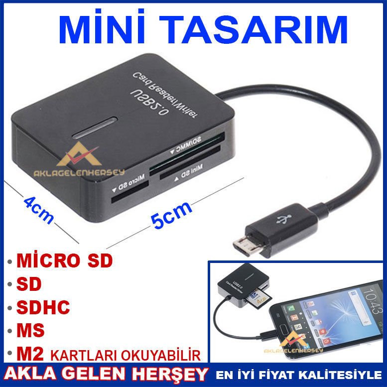 5 GİRİŞ MİNİ USB2.0 PORT TELEFON KARTI OKUYUCU