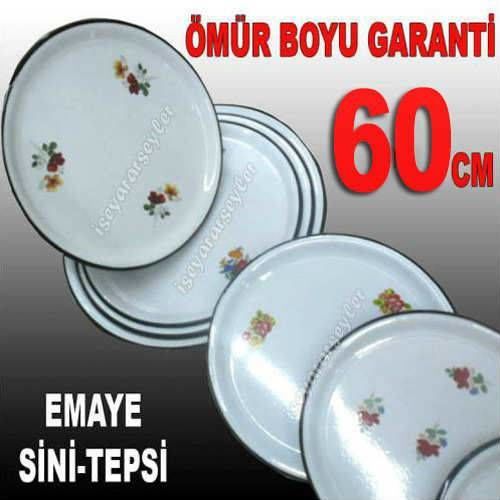 60cm SİNİ SAĞLIKLI ÇİNKO SOFRA SERVİS TEPSİSİ 60cm İÇİ ÇİÇEKLİ BEYAZ EMAYE TEPSİ HİJYENİKTİR