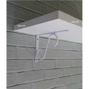 Metal ferforje raf ayağı Beyaz Renk 24x16cm L ayak vidalarla dübelleri dahil çelik raf altı demiri