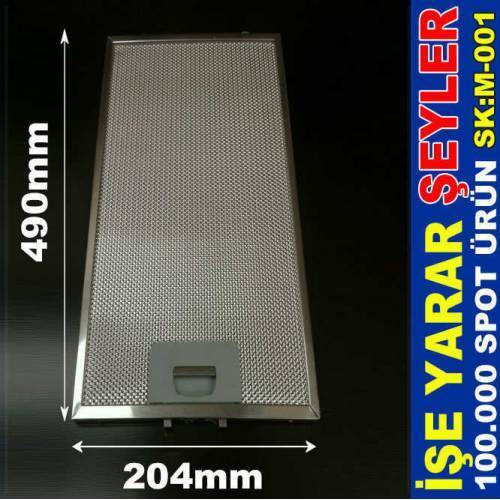 204x490mm Ankastre Aspiratör Alüminyum Filtre