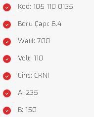 700W Tost Makinesi Rezistansı 110V 235x150mm Yerli Üretim Sağlam Ve Kaliteli Yap