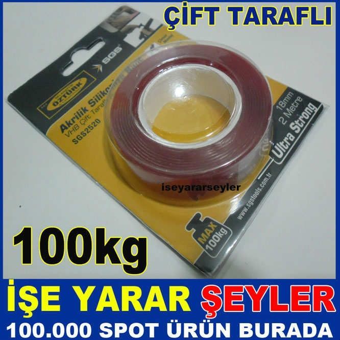 AKRİLİK SİLİKONİZE GÜÇLÜ ÇİFT TARAFLI BANT KIRMIZI SİLİKON BANT