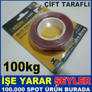 AKRİLİK SİLİKONİZE GÜÇLÜ ÇİFT TARAFLI BANT KIRMIZI SİLİKON BANT