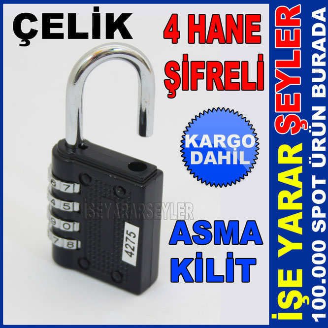 4 HANELİ ŞİFRELİ ÇELİK ASMA ÇANTA BAVUL KİLİT KD