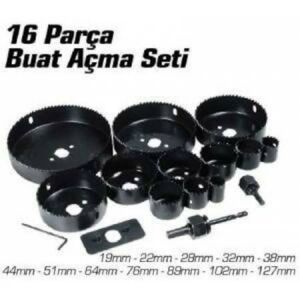 16 Parça 19-127 mm Büyük ve Küçük Boylar Alçıpan Ahşap Delme Panç Seti