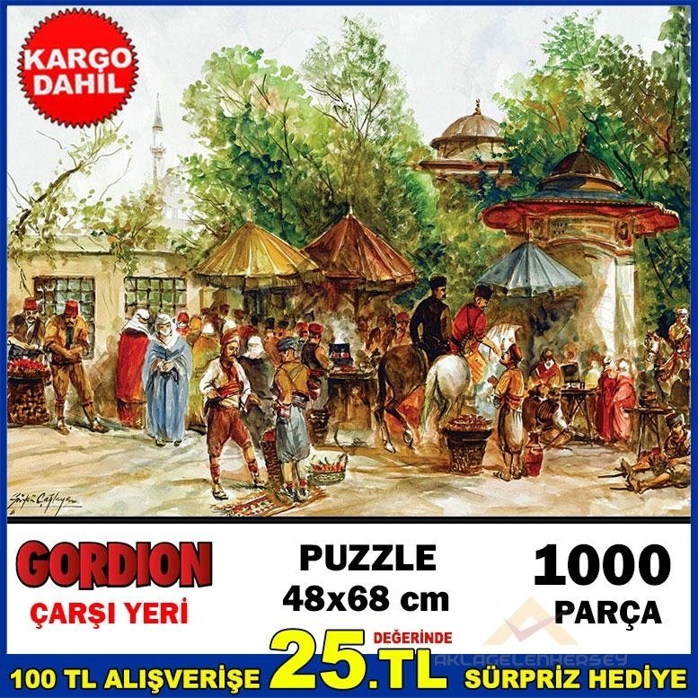 Ücretsiz Kargo GORDİON 1000 PARÇA BÜYÜK BOY PUZZLE ÇARŞI YERİ