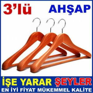KALİTE AHŞAP KANCALI 44cm 3 ADET KIYAFET ASKISI