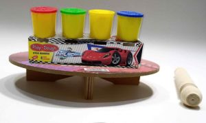 4 Renk Oyun Hamuru Hediyeli Aşçı Model Merdaneli Oyun Sofrası Seti 25cm Sofra-24cm Merdane-4x50gr