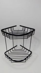 Alüminyum Banyo Rafı 2 Katlı Raf - Duşakabin Şampuanlık Siyah Banyo Köşe Rafı