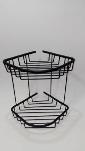 Alüminyum Banyo Rafı 2 Katlı Raf - Duşakabin Şampuanlık Siyah Banyo Köşe Rafı