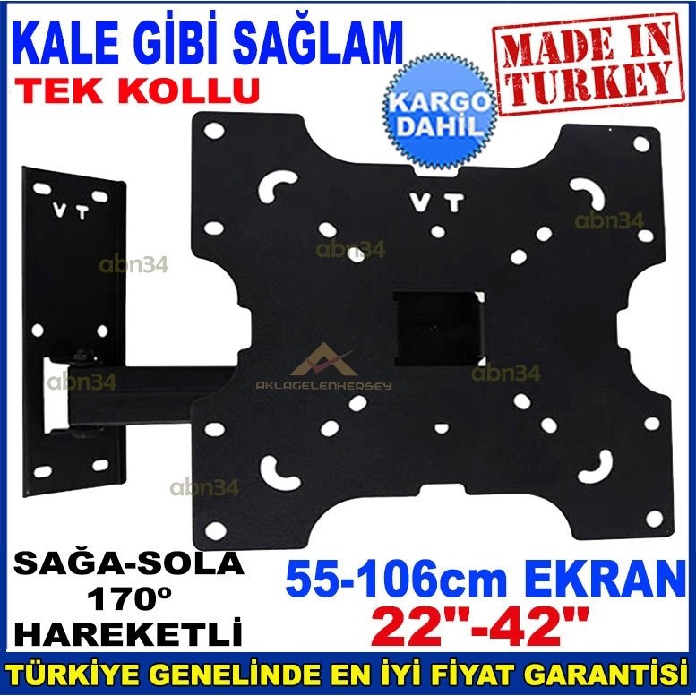 LEDTV-LCD Tv Tek Kollu Hareketli Katlanabilir TV Askı Aparatı