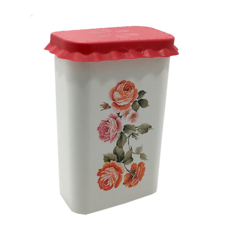 2,5 lt Kapasiteli Çiçek Desenli Kapaklı Dik Erzak Saklama Kabı