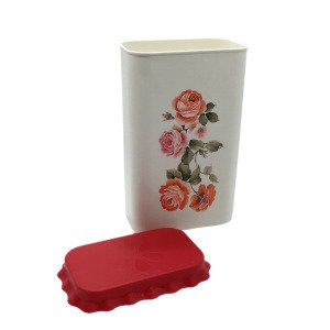 2,5 lt Kapasiteli Çiçek Desenli Kapaklı Dik Erzak Saklama Kabı