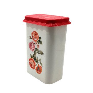2,5 lt Kapasiteli Çiçek Desenli Kapaklı Dik Erzak Saklama Kabı