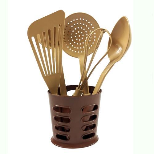 5 Li Slikon Rattan Servis Seti 28 cm  Büyük Boy Kahve