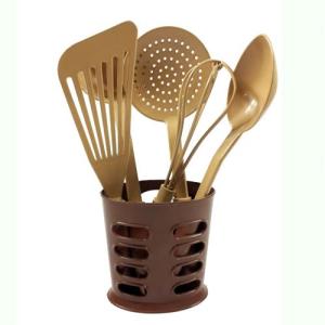 5 Li Slikon Rattan Servis Seti 28 cm  Büyük Boy Kahve