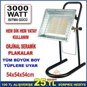 Tüm Büyük Boy Tüplere Takılan Portatif Ayaklı Gaz Sobası Ev Ve İşyeri Tipi Lpgli Isıtıcı Soba