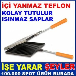YANMAZ YAPIŞMAZ TEFLON İÇ YÜZEYLİ OCAK ÜSTÜ SAĞLAM DÖKÜM MALZEME EKMEK KIZARTMA IZGARA TOST MAKİNE