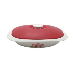 Büyük Oval Kapaklı Çiçek Desenli Badya Sunum Saklama Kabı