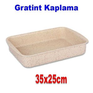 Granit Kaplama Fırın Tepsisi 35x25cm Ebatında Köşeli Tepsi Yanmaz-Yapışmaz Pişirme Tepsisi
