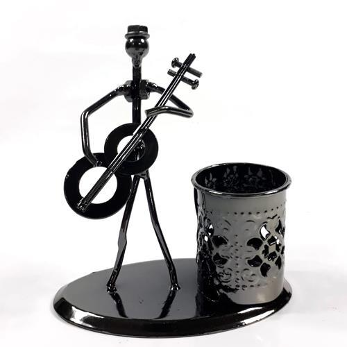 Müzisyen Modelli Demir Masa Üstü Kalemlik 13x13x6 Cm