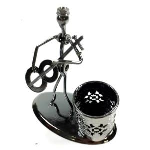 Müzisyen Modelli Demir Masa Üstü Kalemlik 13x13x6 Cm