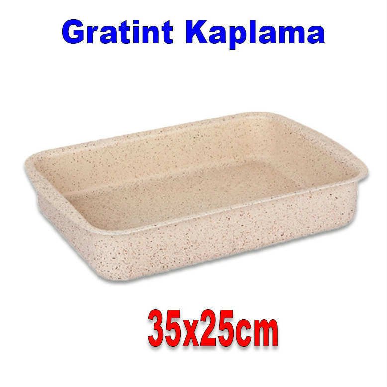 Granit Kaplama Fırın Tepsisi 35x25cm Ebatında Köşeli Tepsi Yanmaz-Yapışmaz Pişirme Tepsisi