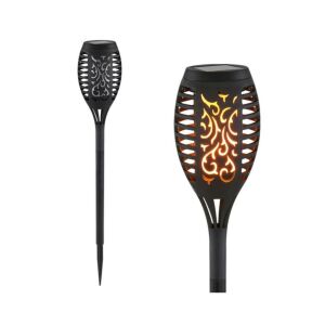 LEDON Meşale Görünümlü Alevli Dekoratif Motifli Solar Bahçe Aydınlatma Su Geçirmez