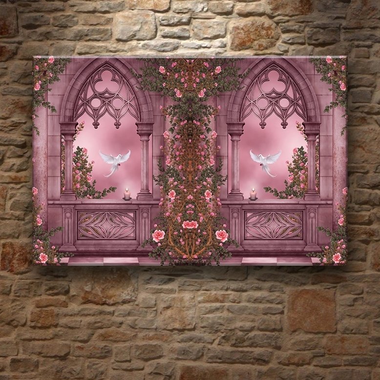 PEMBE PENCERE 7 değişen ölçü ORİJİNAL KANVAS TABLO